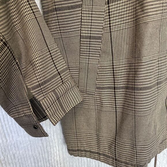 Azul by Moussy Black White Rayon Blend Long Sleeve Plaid Snap Jacket Size Large - Picture 3 of 10